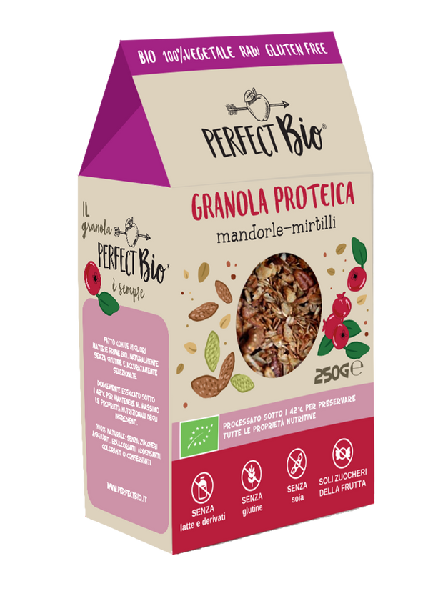 Granola proteica biologica mandorle e mirtilli PerfectBio